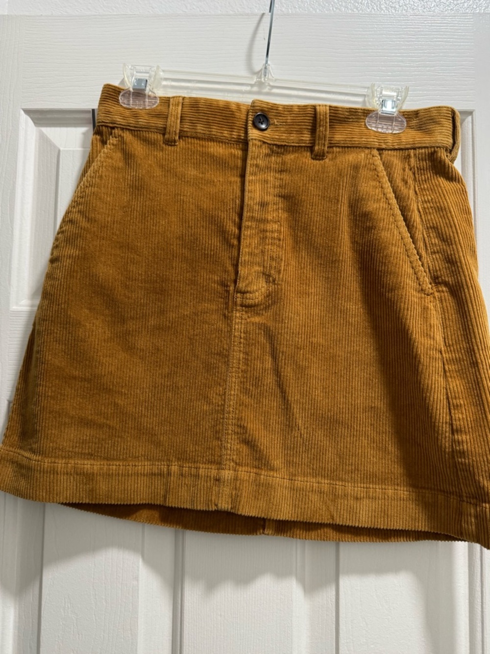 Everlane Corduroy A-Line Mini Skirt in Mustard
